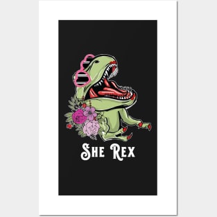 Dinosaur Design for Girls, She-Rex, Dinosaur Party Birthday Posters and Art